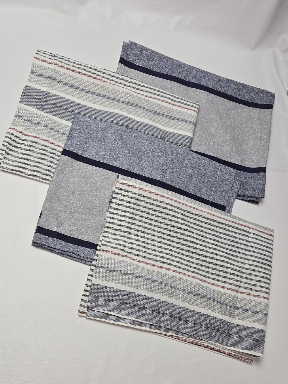 Tommy Hilfiger Navy, Gray and White Striped Pillowcases - Set of 4